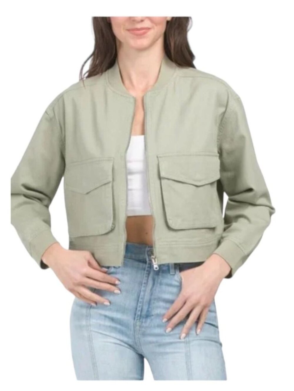 Nicole Miller New York Seagrass Green Simple Approach Jacket Size XL NWT Zip Sof
